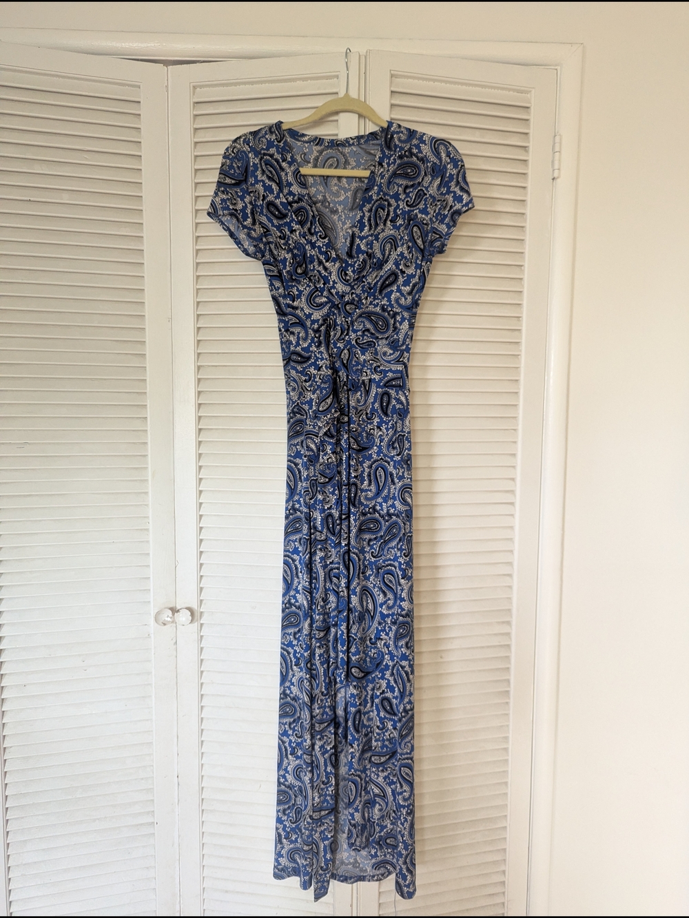 Blue Paisley Wrap Maxi Dress